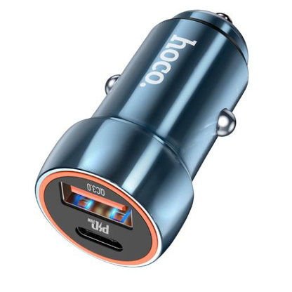 Caricatore Auto Hoco Z46A PD20W QC3.0 Metal Grey - dettaglio porte