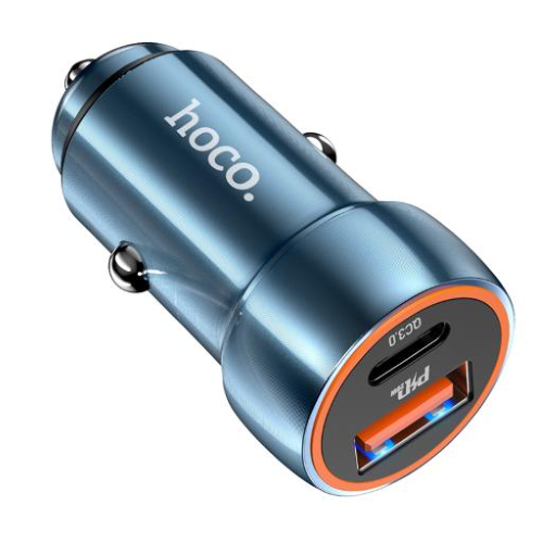 Caricatore Auto Hoco Z46A PD20W QC3.0 Metal Grey - fronte