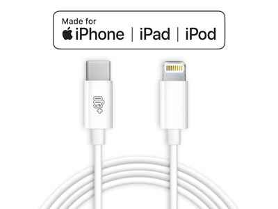Cavo USB Lightning MFI Certificato per Ricarica e Trasferimento Dati - Bianco, Alta Qualità - MOKO