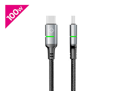 Cavo USB-C to USB-C 100W Glow Nylon LED Nero - cavo