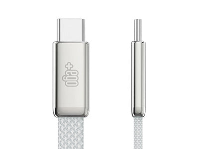 Cavo USB-C to USB-C 100W Flat Nylon Bianco - dettaglio connettori