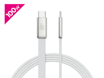 Cavo USB-C to USB-C 100W Flat Nylon Bianco - cavo intero